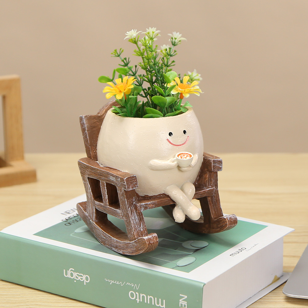 Orchid Potting Mix - Chair/Swing Smile Face Planter Resin Hanging