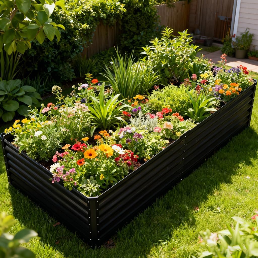 Gardening Tools Gloves - Raised Garden Bed 6x3x2ft, Galvanized Metal