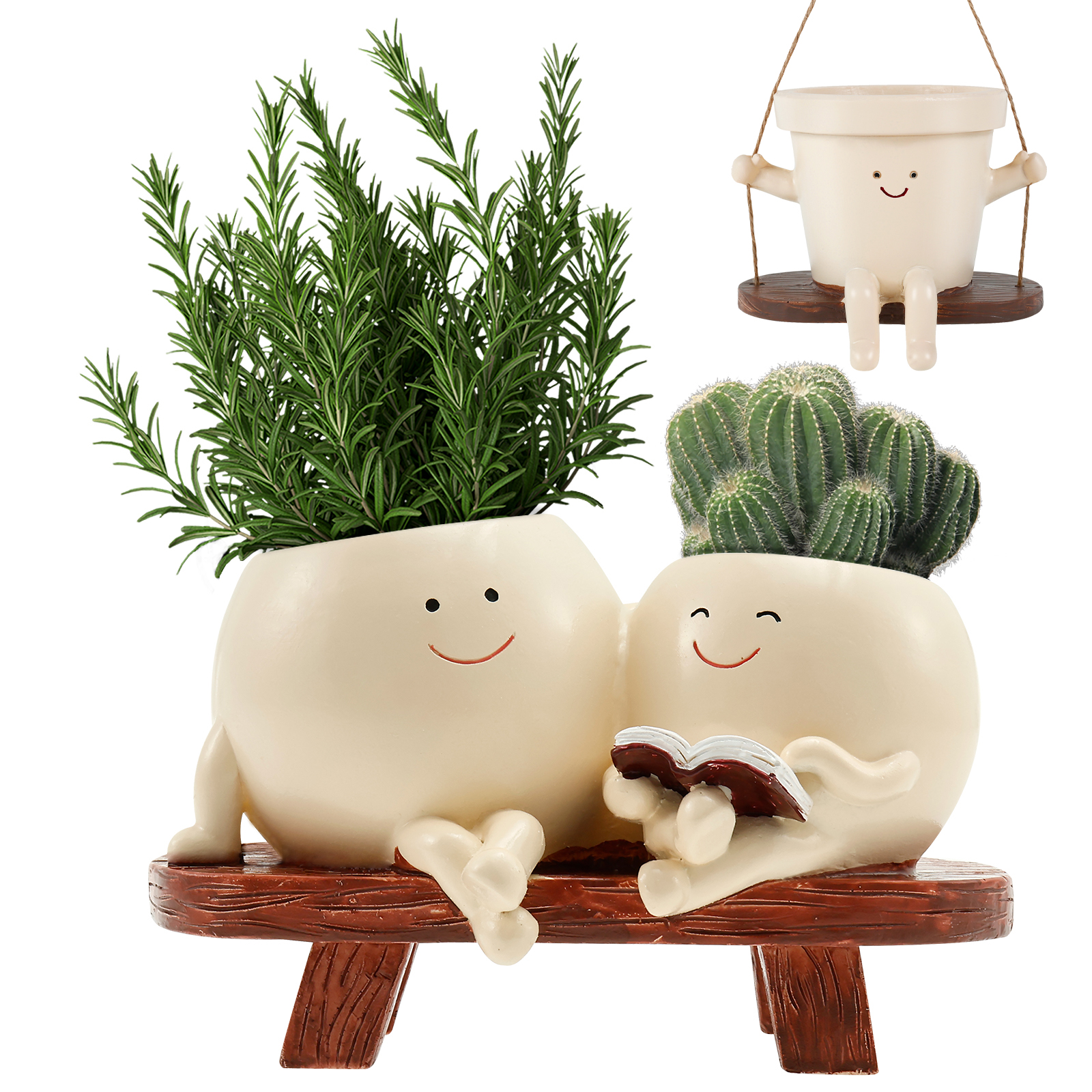 Orchid Potting Mix - Smile Face Planter Resin Flower Pot