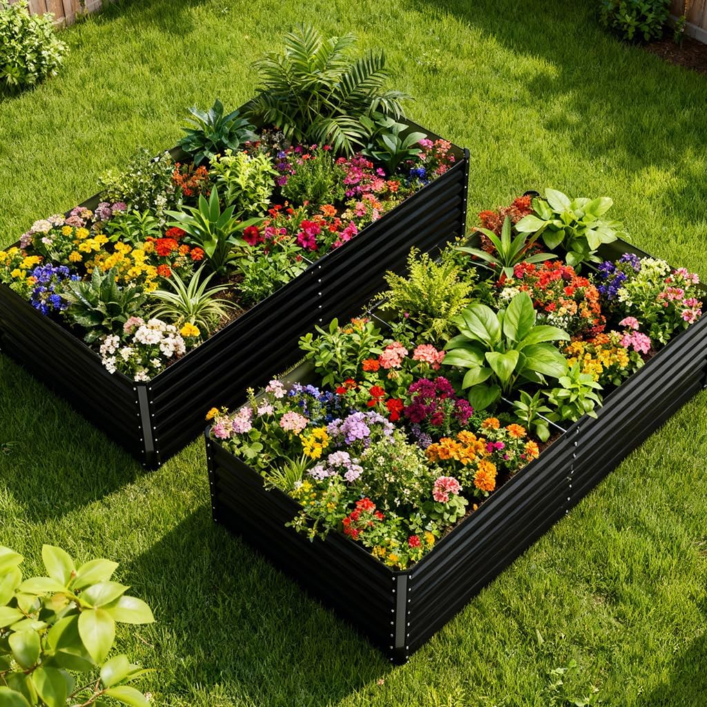 Gardening Tools Gloves - Raised Garden Bed 8x4x2ft Galvanized Planter