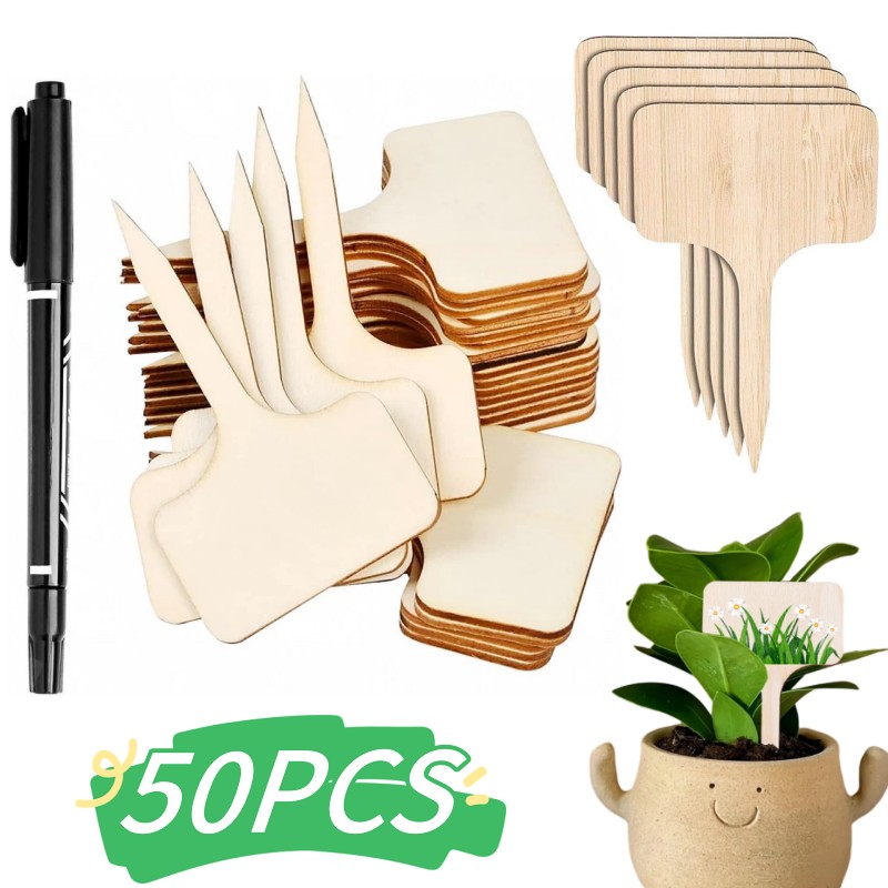Plant Label Tags - T-Type Bamboo Plant Labels Eco-Friendly Wooden