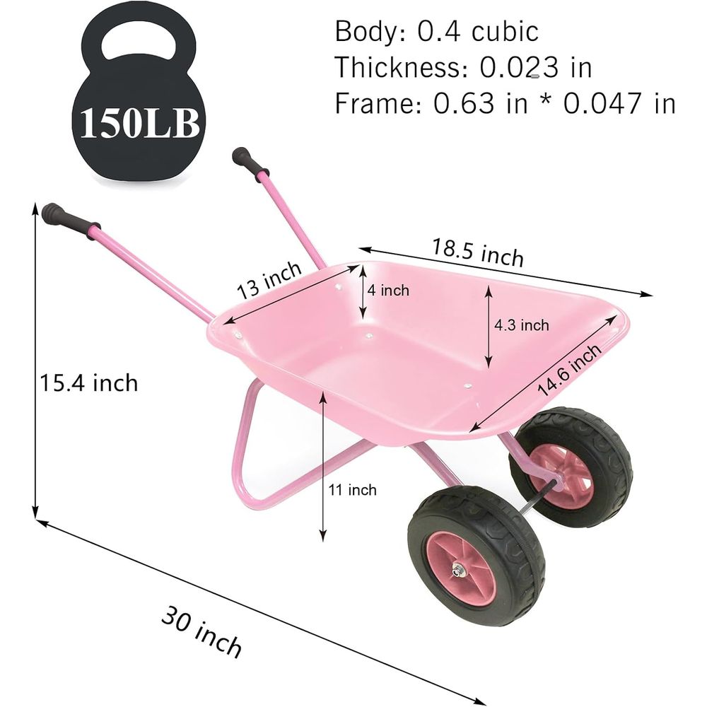 Children's Pink Metal Wheelbar - Gardening Tools Gloves review and price