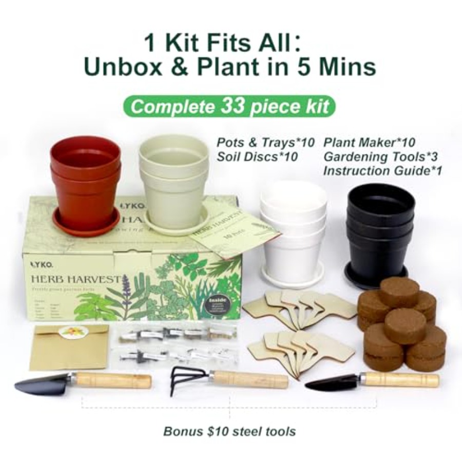 10 Indoor Herb Garden Kit, 33p - Gardening Tools Gift Ideas review and price