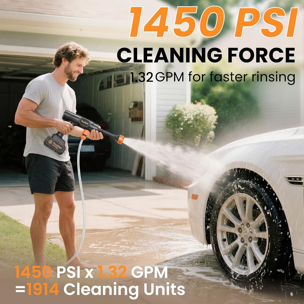1450 PSI 6-in-1 Nozzle Handhel - Gardening Tools Battery Powered review and price