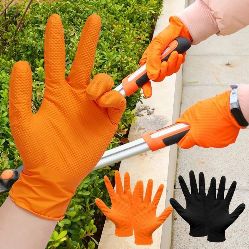 Heavy Duty Orange Nitrile Glov - Gardening Tools Gloves review and price
